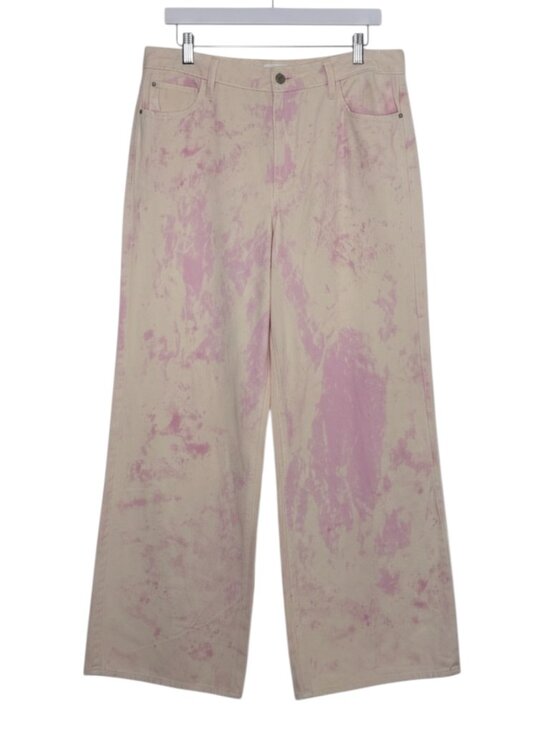 Guess Denim - Guess Wide Leg Tie Dye Jeans Denim Pant Relaxed Fit Medium Rise Pink 31 x 32 NWT